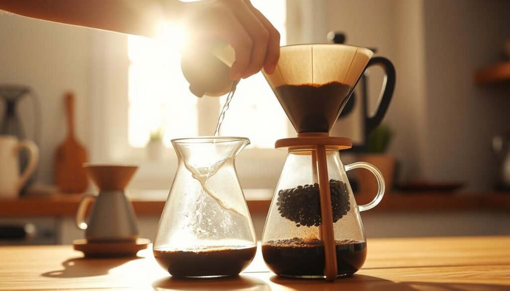 pour-over coffee brewing