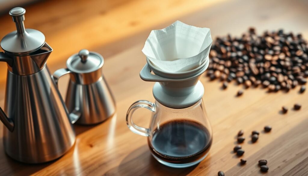 pour-over coffee setup