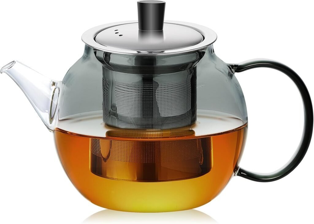 28OZ Glass Teapot with Infuser Stovetop Safe, 800ml Borosilicate Glass Kettle Tea Pot with Infusers tea infuser pot for loose leaf tea, tea Maker brewer, Dishwasher Safe, tetera para te(Dark Gery) 28OZ Glass Teapot with Infuser Stovetop Safe, 800ml Borosilicate Glass Kettle Tea Pot with Infusers tea infuser pot for loose leaf tea, tea Maker brewer, Dishwasher Safe, tetera para te(Dark Gery)