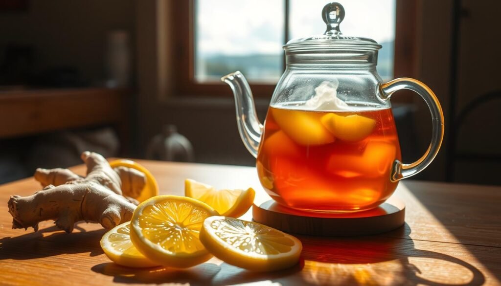 ginger tea brewing ginger tea brewing