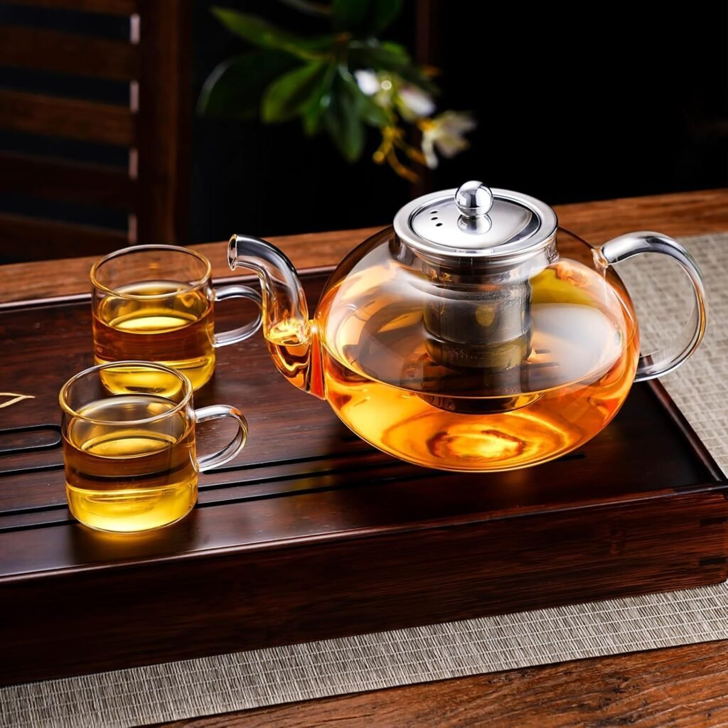 PARACITY Glass Teapot Stovetop 20 OZ/600ml, Tea pot with Removable 18/8 Stainless Steel Infuser, Borosilicate Clear Tea Kettle, Teapot Blooming and Loose Leaf Tea Maker Tea Brewer for Camping, Travel PARACITY Glass Teapot Stovetop 20 OZ/600ml, Tea pot with Removable 18/8 Stainless Steel Infuser, Borosilicate Clear Tea Kettle, Teapot Blooming and Loose Leaf Tea Maker Tea Brewer for Camping, Travel