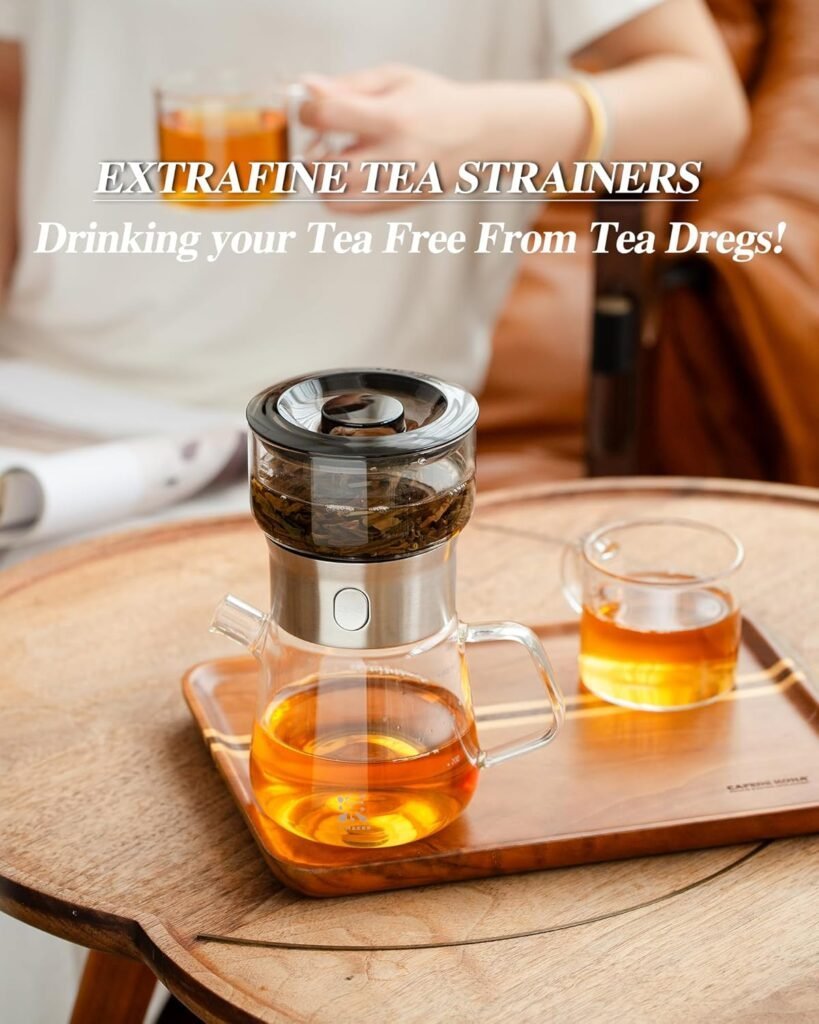 ZENS Modern Glass Tea Infuser Teapot Set, Smart One Touch Tea Maker for Loose Tea Diffusers with 2 Gongfu Cups, Cool Enchanted Tea Pot Alternatives for Black Tea Lovers Gifts-400ml ZENS Modern Glass Tea Infuser Teapot Set, Smart One Touch Tea Maker for Loose Tea Diffusers with 2 Gongfu Cups, Cool Enchanted Tea Pot Alternatives for Black Tea Lovers Gifts-400ml