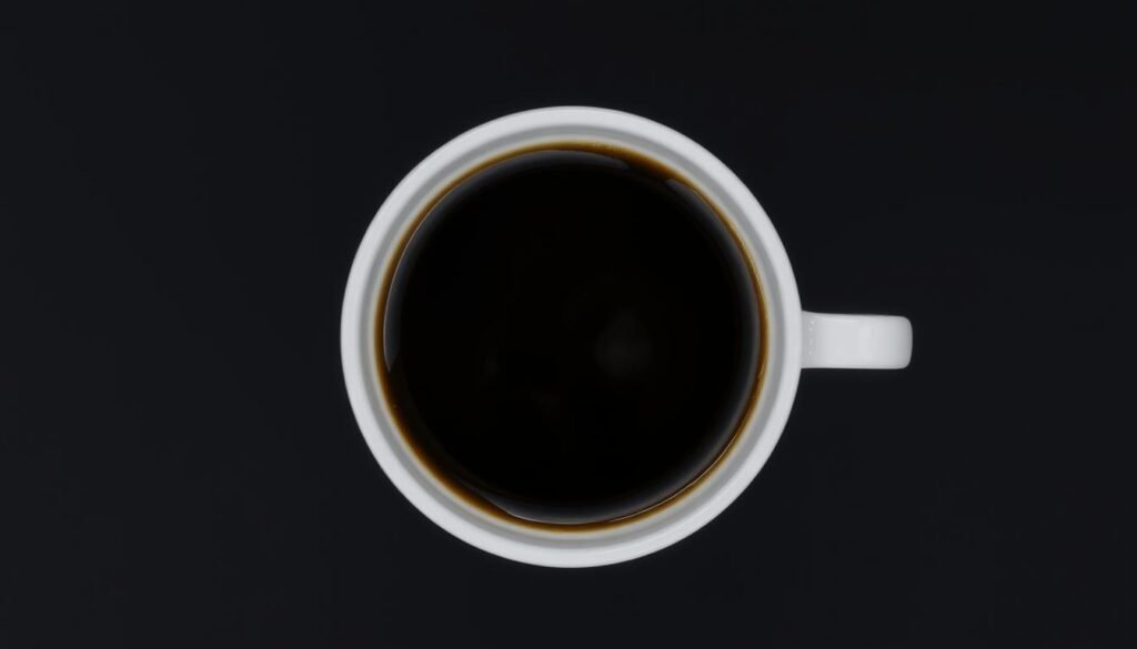 A cup of black coffee showing its rich color and texture A cup of black coffee showing its rich color and texture