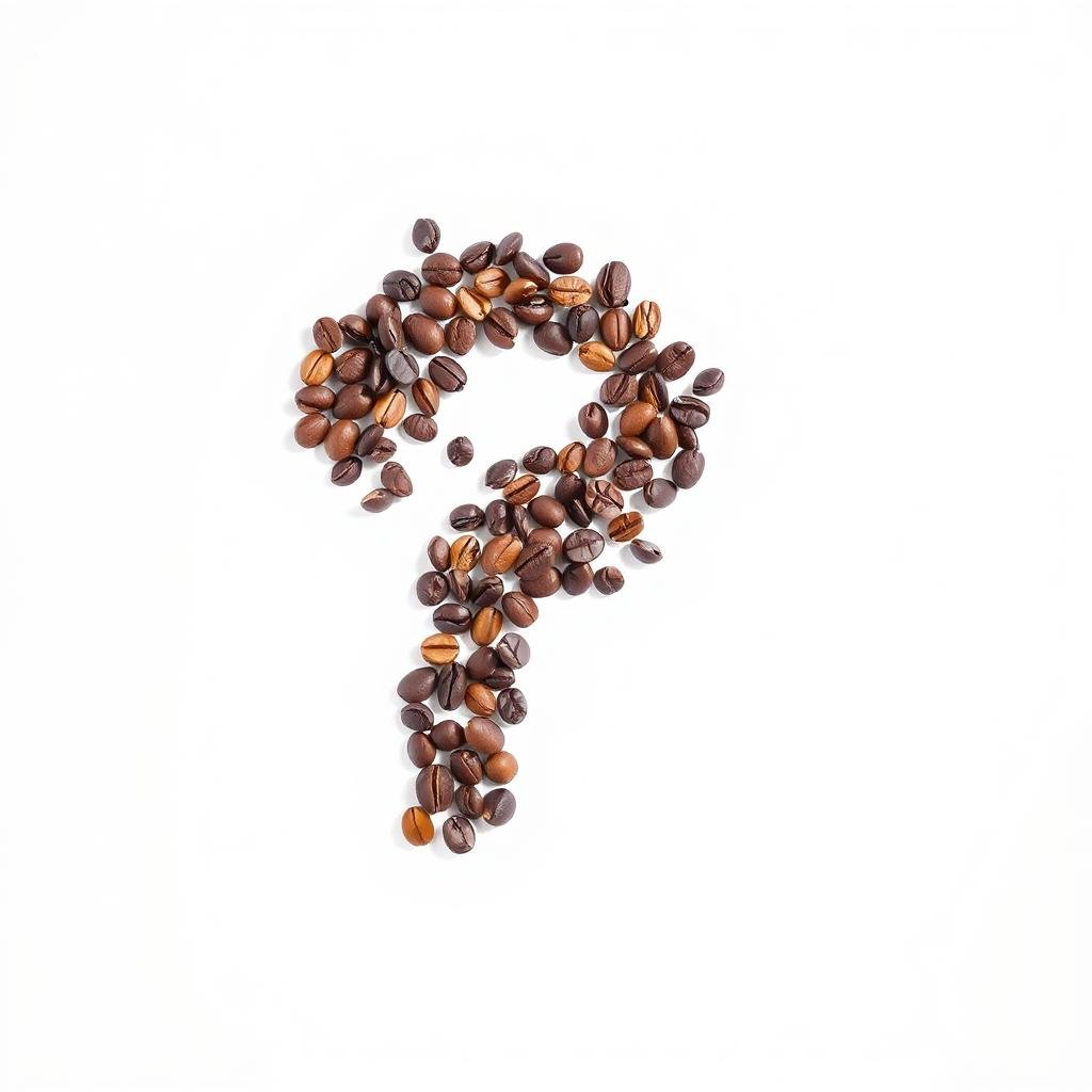 Coffee beans arranged in a question mark shape, representing FAQs about coffee for weight loss