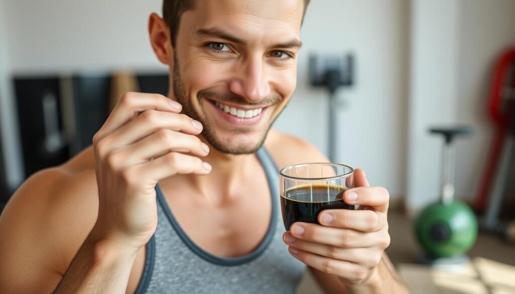 Person enjoying coffee after workout, combining coffee for weight loss with exercise for best results