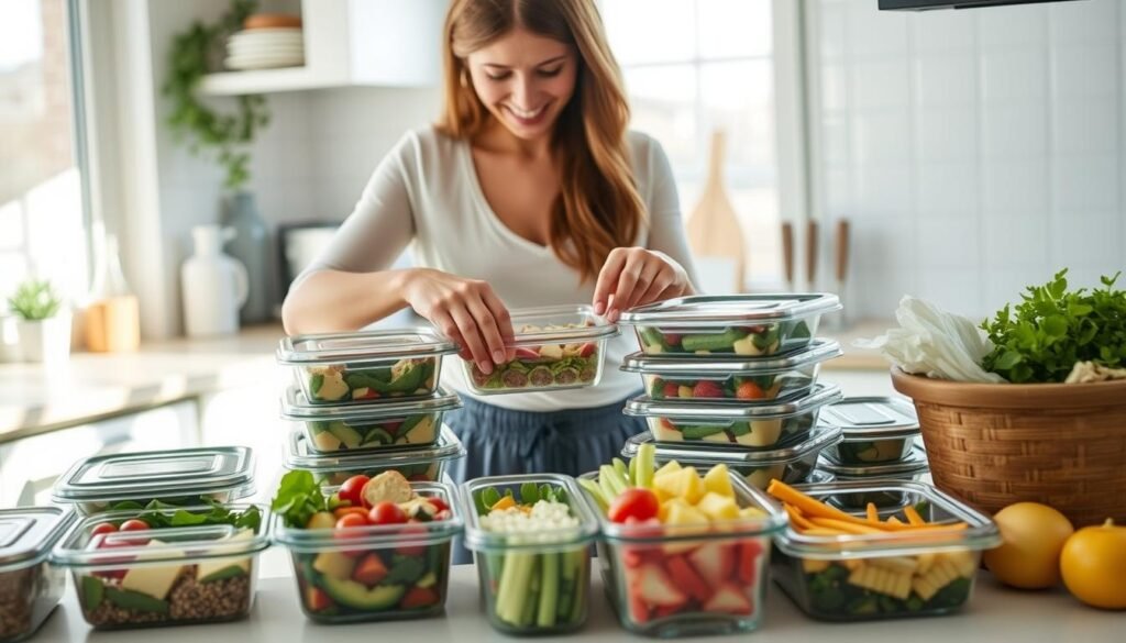 Person preparing healthy meals for the day as part of morning rituals for weight loss Person preparing healthy meals for the day as part of morning rituals for weight loss