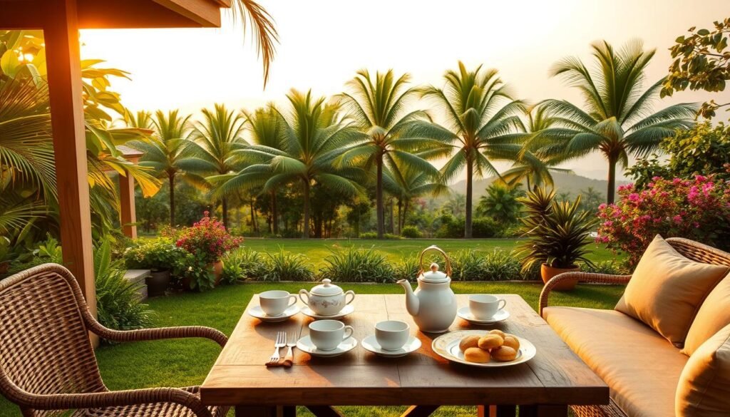 backyard tea party setup