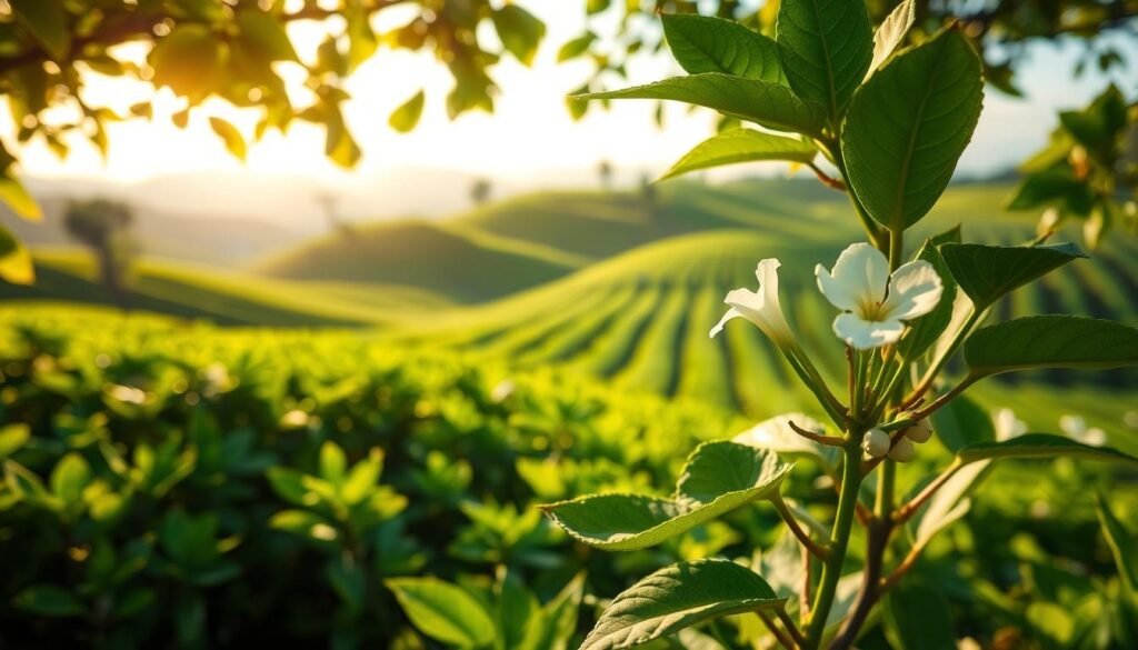 caffeine in tea plants