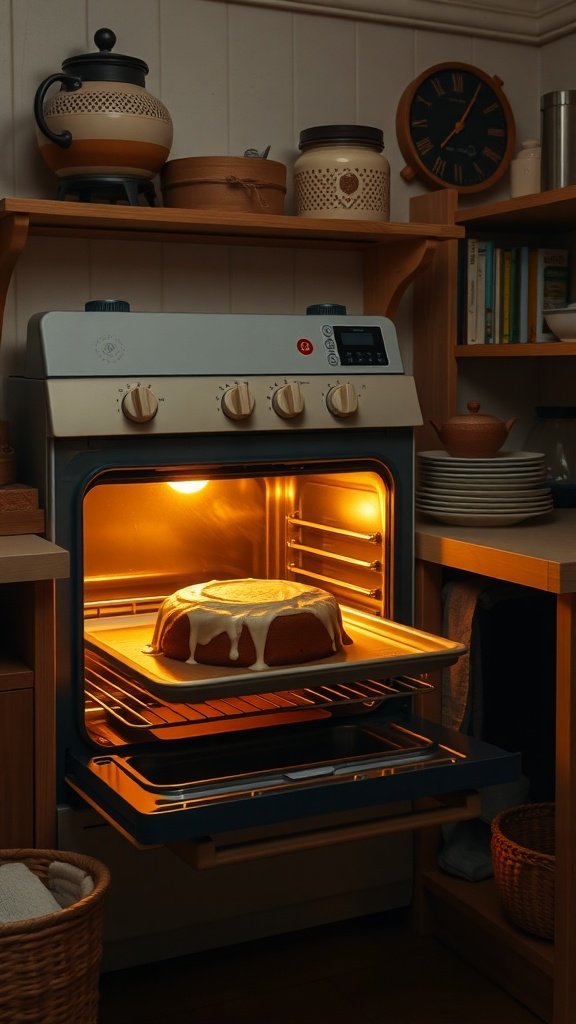 Cinnamon coffee cake baking in the oven