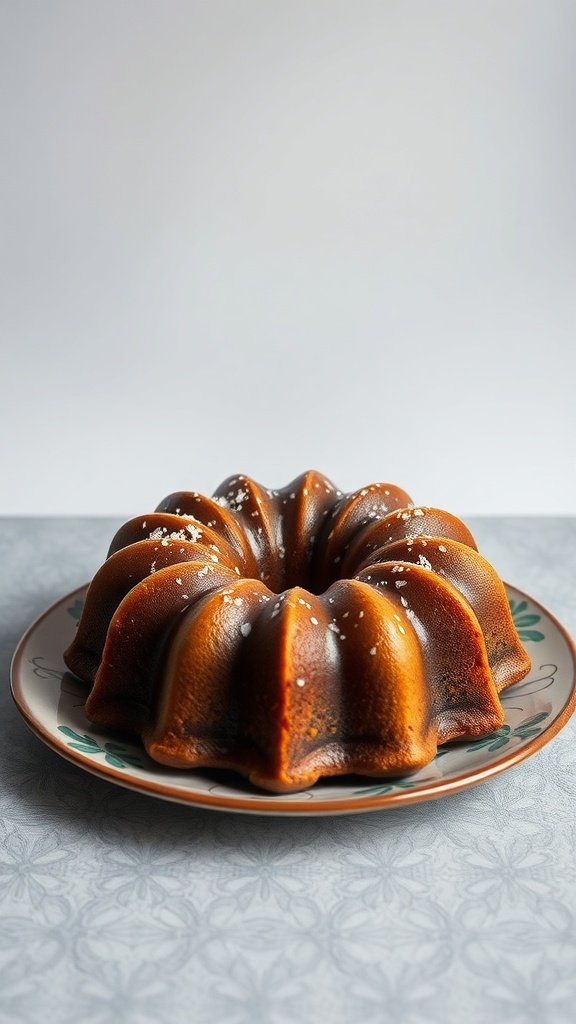 A beautifully baked sour cream coffee cake in a Bundt pan, showcasing its unique shape and texture.