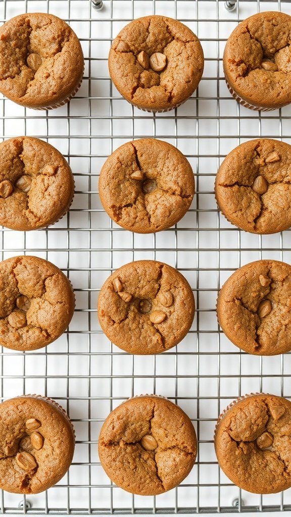 Mini coffee cakes cooling on a wire rack