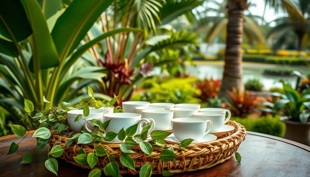 tropical tea table decorations