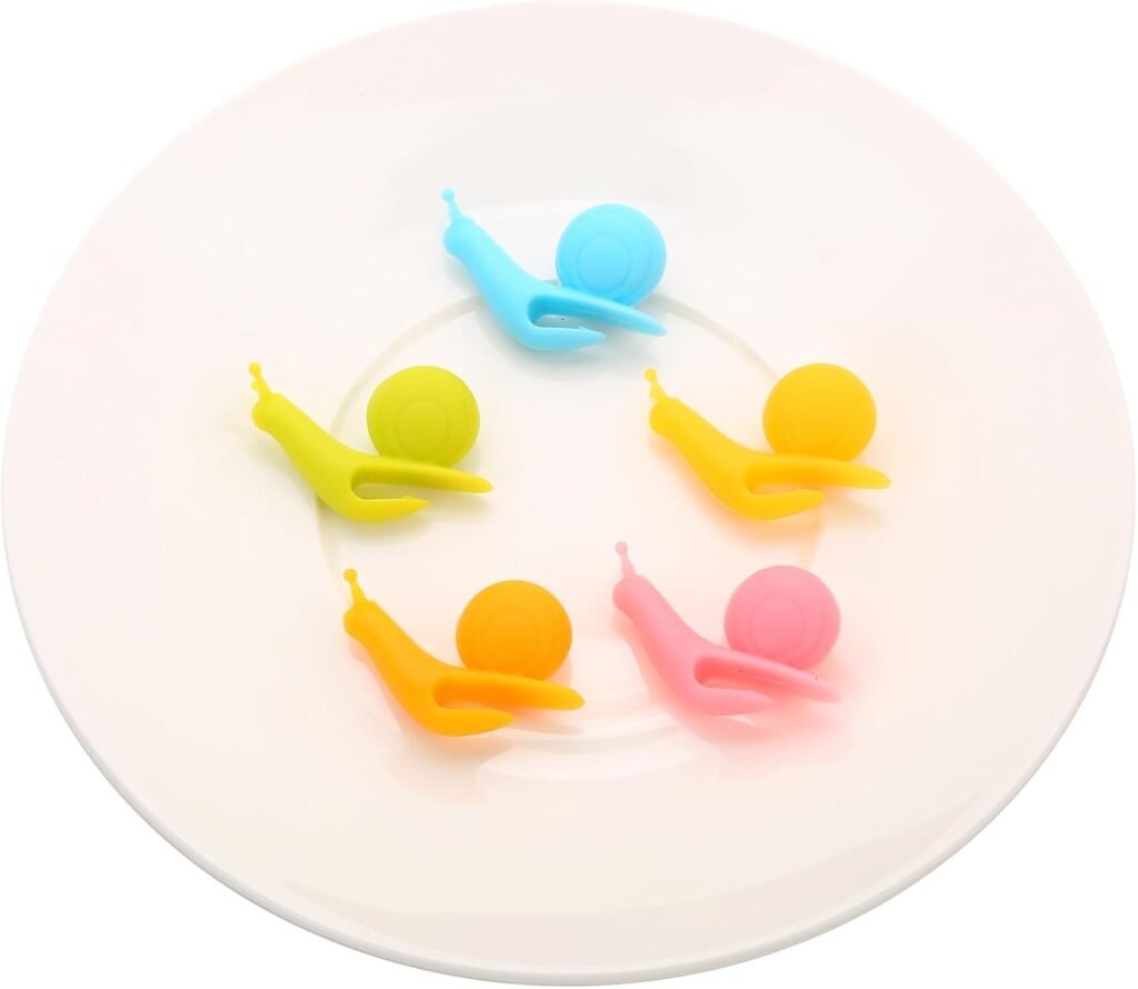 10-Pack Silicone Snail Tea Bag Clips - Cute Colorful Cup Edge Holders for Tea Bags