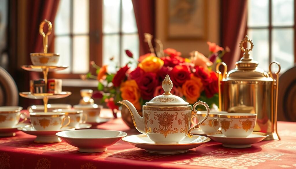 Red & Gold Tea Table Inspiration Ideas