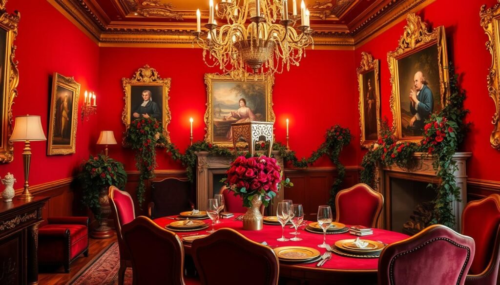 Red and Gold Dining Room Decor