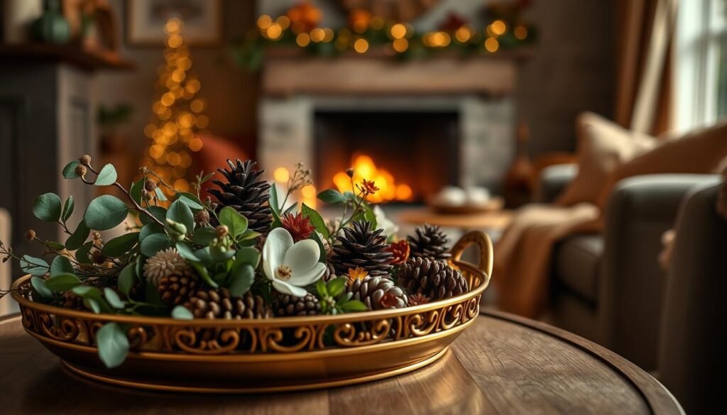 Seasonal Gold Tray Decor