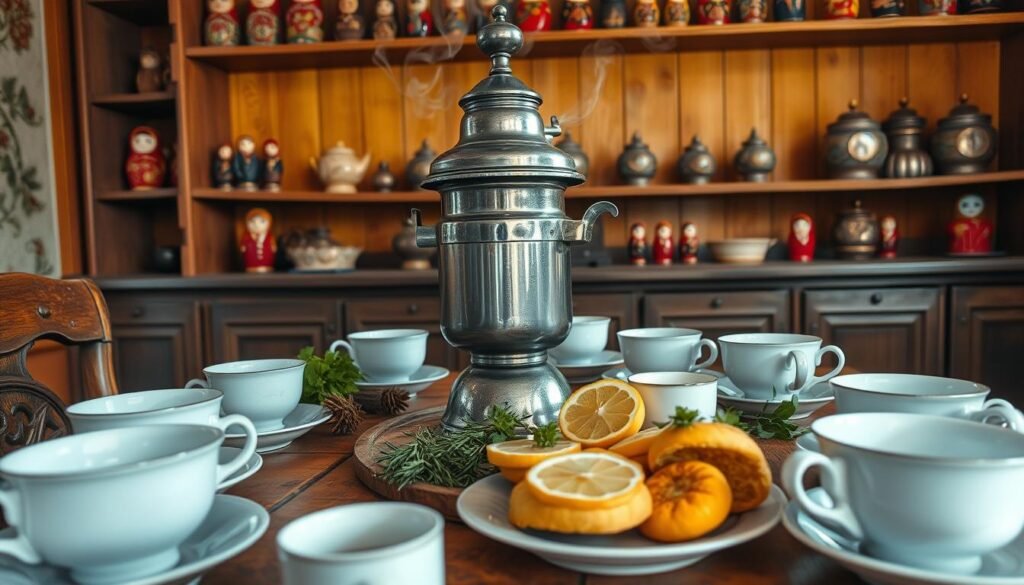 Traditional Russian tea brewing