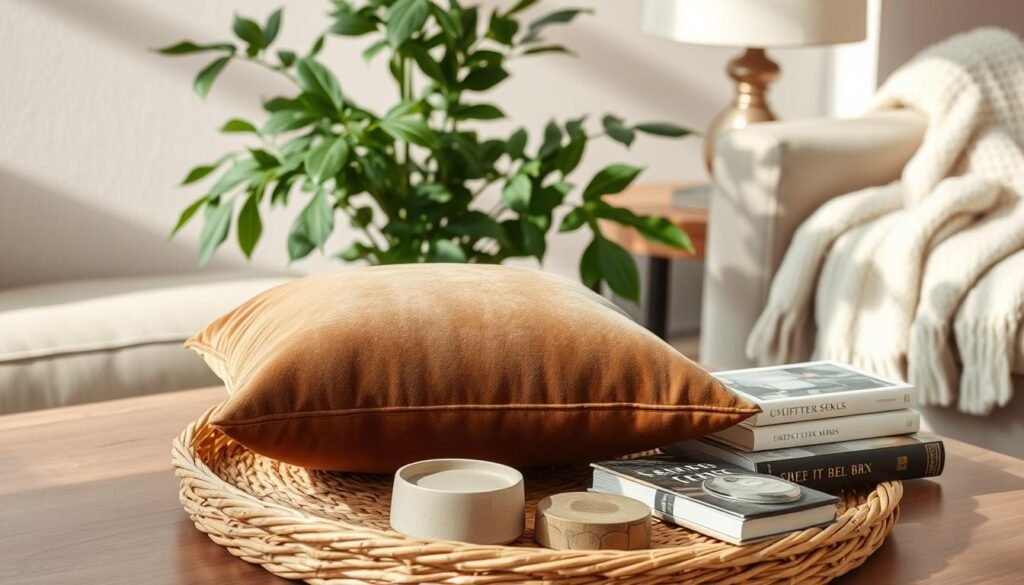 coffee table decor with layered textures