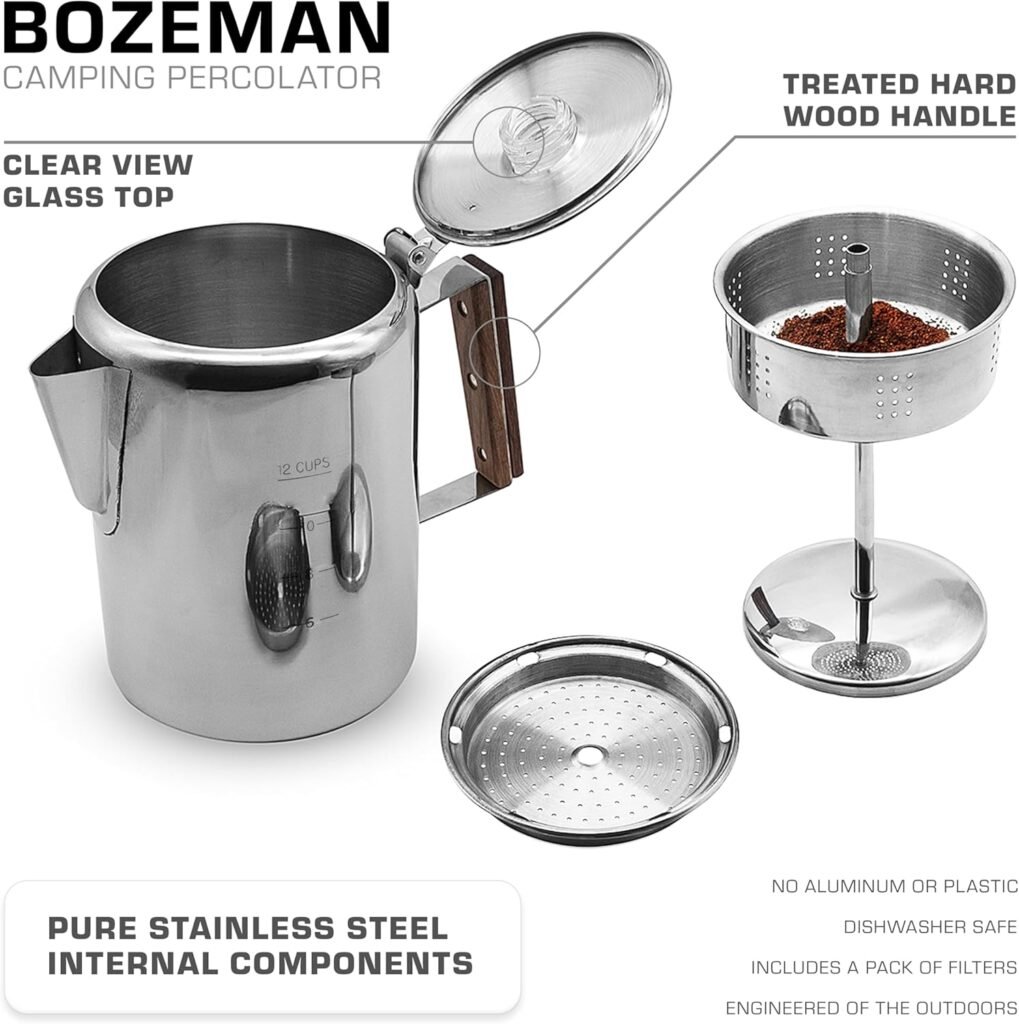 COLETTI Bozeman Percolator Coffee Pot — NO Aluminum or Plastic [9 cup]