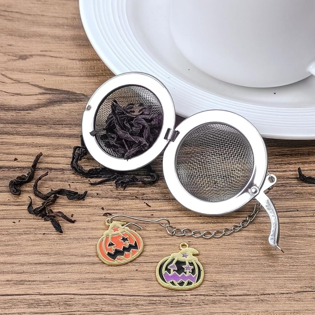 Halloween Stainless Steel Mesh Tea Infuser, 2.1 inch Tea Ball with Pumpkin Ornaments Tea Strainer Tea Diffuser Tea Steeper for Filtering Tea,Tea Infusers for Loose Tea (Halloween Pumpkin, 2PC)