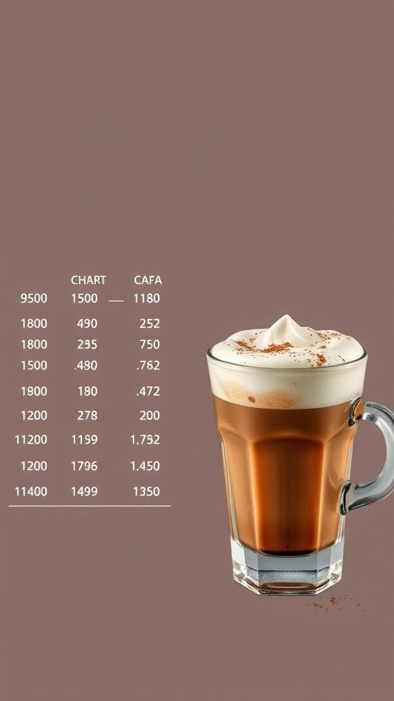 A caramel brûlée cappuccino in a glass with whipped cream on top.