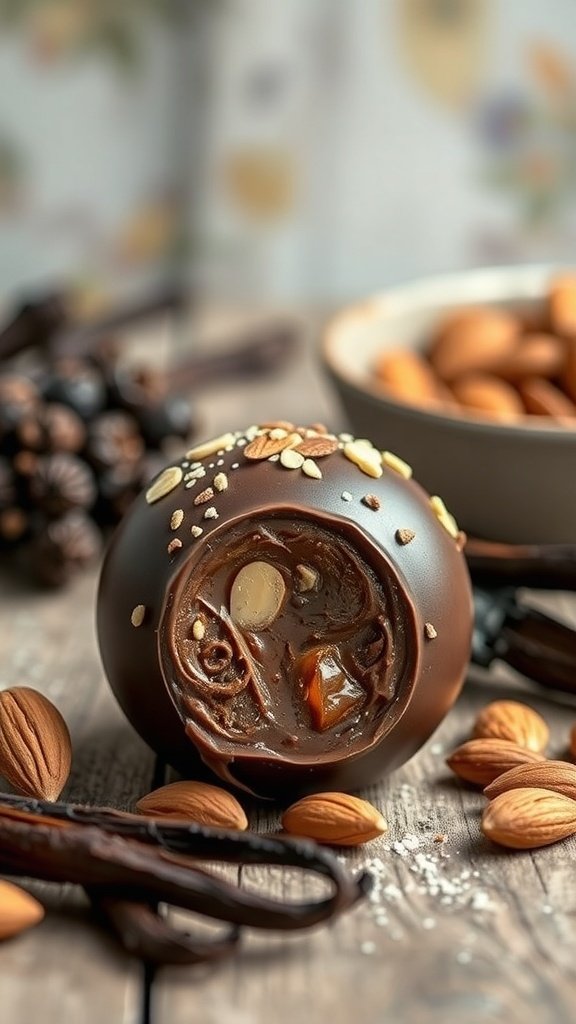 Mexican Hot Chocolate Bomb with almonds and vanilla