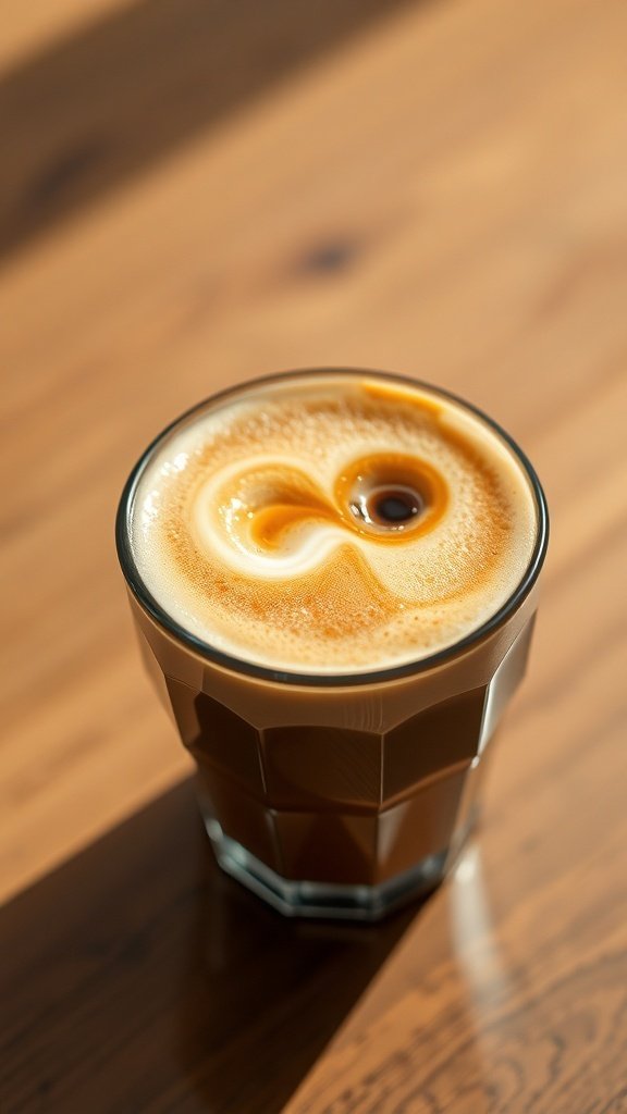 A delicious double shot cappuccino in a glass